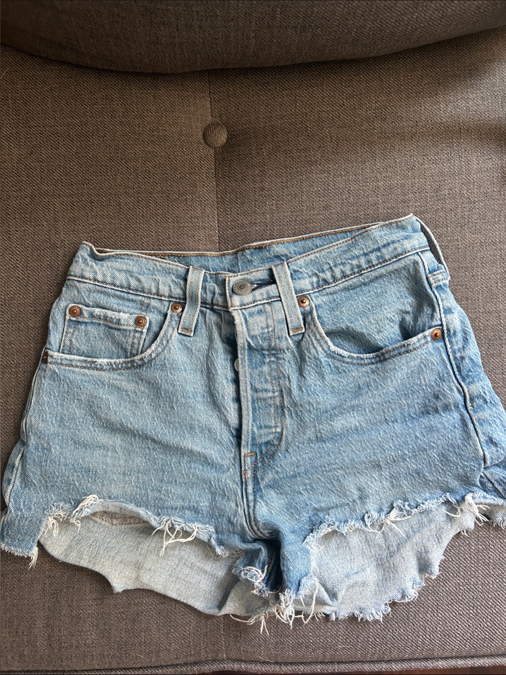 Levi's Light Blue Distressed Denim Cutoff Shorts